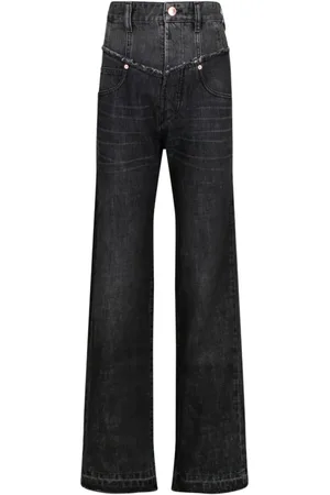 Isabel Marant Jeansy, Kobieta, Czarny, 2XS, Czarne spodnie o szerokich nogawkach i wysokim stanem