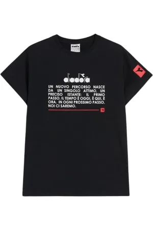 Diadora Koszulki, Kobieta, Czarny, XL, Bawełna, T-shirt z Graficznym Nadrukiem i Krótkim Rękawem