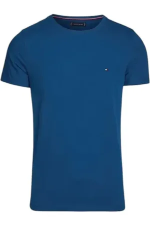 Tommy Hilfiger Koszulki, Mężczyzna, Niebieski, XL, Niebieski T-shirt z logo na przodzie