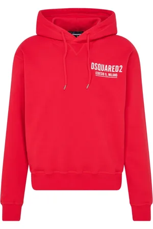Dsquared2 Bluzy, Mężczyzna, Czerwony, XL, Czerwony Oversize Sweter z Nadrukiem