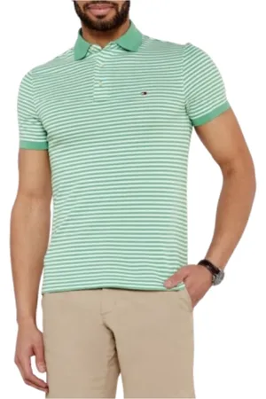 Tommy Hilfiger Koszulki, Mężczyzna, Zielony, XL, Len, Polo Slim Fit Zielone Wiosna/Lato Kolekcja