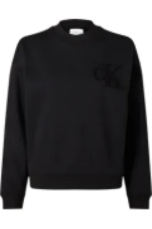 Calvin Klein Bluzy, Kobieta, Czarny, XS, Chenille CK Crewneck Sweatshirt Czarny