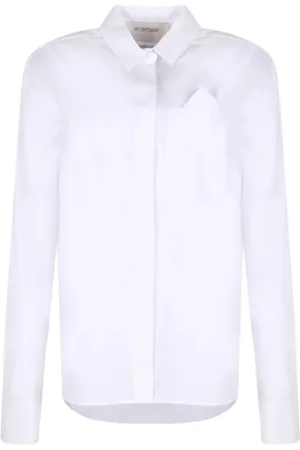Sportmax Bluzki, Kobieta, Biały, S, Biała Oversizeowa Koszula z Poplinu