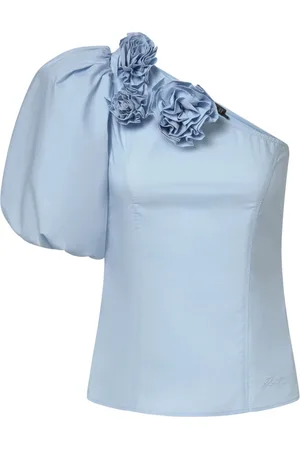 Karl Lagerfeld Bluzki, Kobieta, Niebieski, M, Bluza Z Kwiatem NA Jednej Ramie
