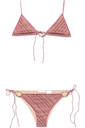 Oseree Stroje kąpielowe, Kobieta, Różowy, L, Różowe Paski Bikini Kostium Kąpielowy