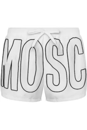 Moschino Stroje kąpielowe, Mężczyzna, Biały, XL, Nylon, Męskie Szorty Kąpielowe z 360° Wypukłymi Literami