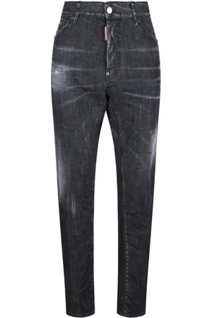 Dsquared2 Jeansy, Mężczyzna, Czarny, 2XL, Czarne Slim Fit Spłowiałe Jeansyy