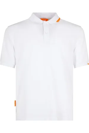 sunseeker Koszulki, Mężczyzna, Biały, XL, Klasyczny Biały Polo Shirt z Fluorescencyjnym Detalem Tagu