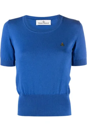 Vivienne Westwood Swetry, Kobieta, Niebieski, L, Haftowany Logo Ocean Top Kobieta