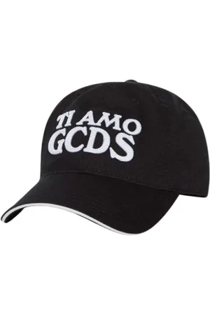 GCDS Akcesoria, Mężczyzna, Czarny, ONE SIZE, Bawełniana czapka z haftem Ti Amo