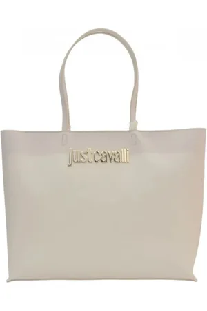 Roberto Cavalli Torebki, Kobieta, Beżowy, ONE SIZE, Metalowe Litery Torba na ramię Stylowy Model