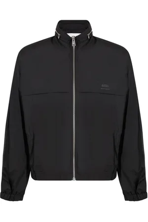 Ami Kurtki, Mężczyzna, Czarny, L, Czarna Kurtka Windbreaker z Nadrukiem