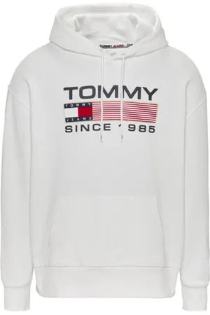 Tommy Hilfiger Bluzy, Mężczyzna, Biały, L, Organiczna Bluza z Bawełny z Białym Logo