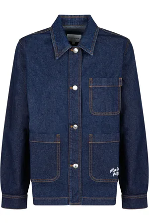 Maison Kitsuné Kurtki, Kobieta, Niebieski, M, Denim, Indigo Workwear Denim Jacket Niebieska