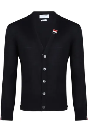Thom Browne Swetry, Mężczyzna, Niebieski, M, Niebieski Sweter z Paskiem RWB