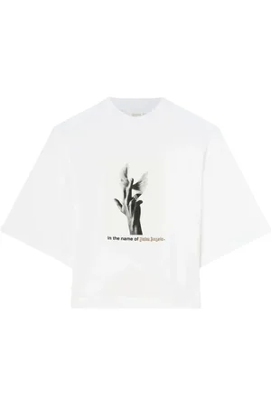 Palm Angels Koszulki, Kobieta, Biały, L, Biała Wings Tee T-shirty i Polosy