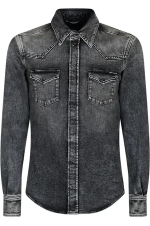 Dolce & Gabbana Koszule, Mężczyzna, Szary, M, Denim, Faded Denim Grey Koszula Męska