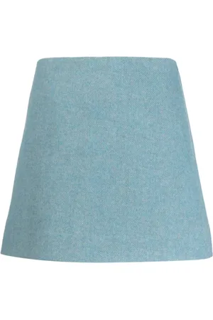 Ganni Spódnice, Kobieta, Niebieski, M, Wełniany Mini Spódnica Heather