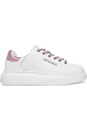 Roberto Cavalli Buty, Kobieta, Biały, 39 EU, Złote trampki z efektem lustra Ursa