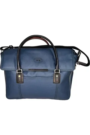 La Martina Torebki, Kobieta, Niebieski, ONE SIZE, Skóra, Niebieska Torba Messenger Unisex Teczka
