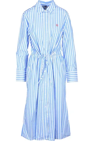 Tommy Hilfiger Sukienki, Kobieta, Niebieski, S, Bawełniana Sukienka Chemisier z Guzikami