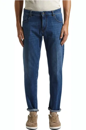 PESERICO SIGN Jeansy, Mężczyzna, Niebieski, M, Denim, Jeansyy 5 kieszeniowe z elastycznego sztruksu bawełnianego