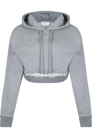 Alexander McQueen Bluzy, Kobieta, Szary, S, Szara bluza z logo haftowanym