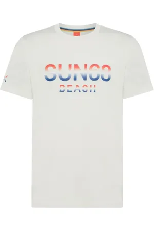 sun68 Koszulki, Mężczyzna, Biały, 2XL, Bawełna, Biała Bawełniana Koszulka z Krótkim Rękawem i Dużym Logo