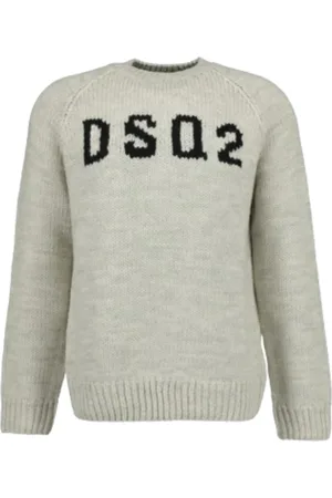 Dsquared2 Swetry, Mężczyzna, Szary, L, Sweter z Dżersejowym Nadrukiem