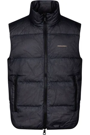 Dsquared2 Kurtki, Mężczyzna, Niebieski, M, Granatowy Puchowy Kamizelka Pikowany