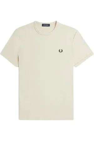 Fred Perry Koszulki, Mężczyzna, Beżowy, M, Bawełna, Ochronna koszulka z bawełny jersey