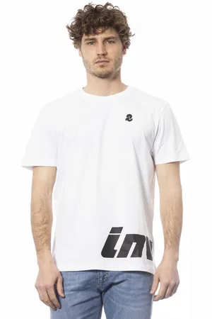 Invicta Koszulki, Mężczyzna, Biały, XL, T-shirt z Krótkim Rękawem z Dużym Logo z Bawełny