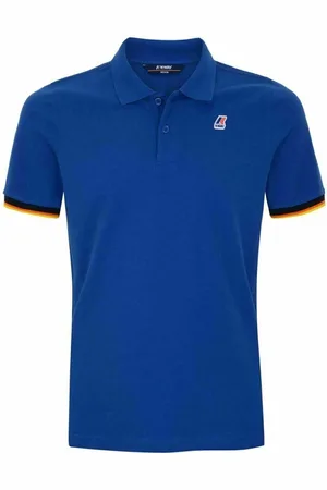 K-Way Koszulki, Mężczyzna, Niebieski, S, Bawełna, Kontrastowy Polo Slim Fit z krótkim rękawem