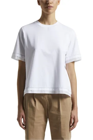 PESERICO SIGN Koszulki, Kobieta, Biały, 3XS, Rozciągliwy T-shirt z dżerseju bawełnianego