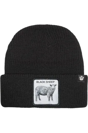 Goorin Bros. Akcesoria, Kobieta, Czarny, ONE SIZE, Len, Animal Farm Beanie Hat z Przodem Patch