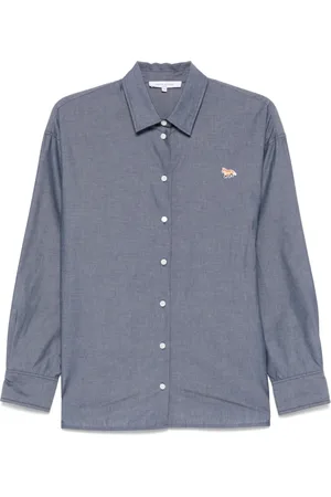 Maison Kitsuné Bluzki, Kobieta, Niebieski, XS, Indygo Bluza z Bocznymi Szczelinami