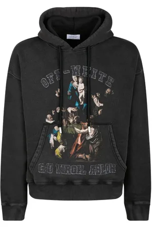 OFF-WHITE Bluzy, Mężczyzna, Czarny, M, Czarna Bluza z Grafiką