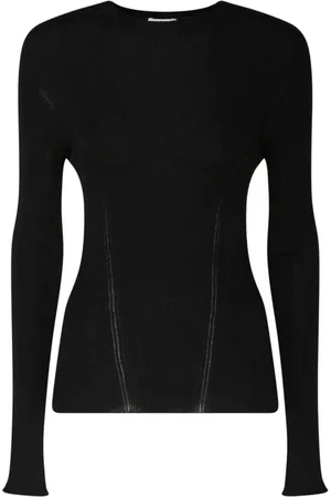 Lanvin Swetry, Kobieta, Czarny, L, Kaszmir, Czarna Kaszmirowa Sweterkowa Bluzka