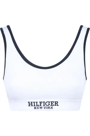 Tommy Hilfiger Bielizna, Kobieta, Biały, S, Biały Bralette z Niebieskimi Wykończeniami