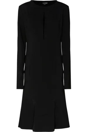 Tom Ford Sukienki, Kobieta, Czarny, S, Czarna Sukienka Midi z Rozcięciem