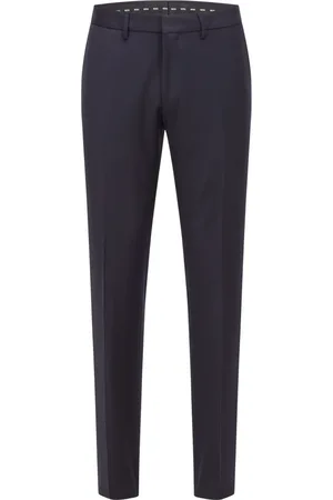 HUGO BOSS Spodnie, Mężczyzna, Niebieski, L, Eleganckie Spodnie Garniturowe