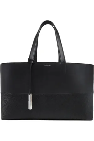 Calvin Klein Torebki, Kobieta, Czarny, ONE SIZE, Czarna Mixmedia Shopper Torba