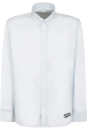 Maison Kitsuné Koszule, Mężczyzna, Niebieski, L, Niebieska Koszula z Głową Liska Casual Cut