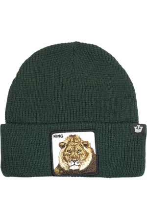 Goorin Bros. Akcesoria, Kobieta, Zielony, ONE SIZE, Len, Animal Farm Beanie Hat z Przodem Patch