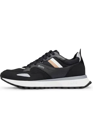 HUGO BOSS Buty, Mężczyzna, Czarny, 44 EU, Skóra, Sportowe Sneakersy z siateczki Jonah_Runn_Mx_N