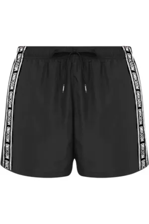 Moschino Stroje kąpielowe, Mężczyzna, Czarny, 2XL, Męskie Kąpielówki Jednokolorowe Paski z Logo