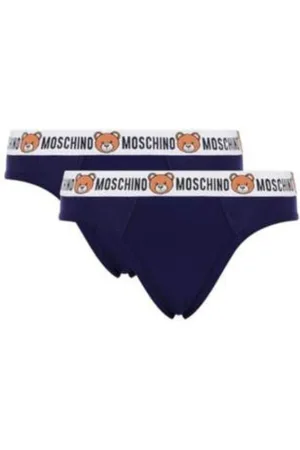 Moschino Bielizna, Mężczyzna, Niebieski, M, Bawełna, Bawełniany Slip Stretch 2-Pack