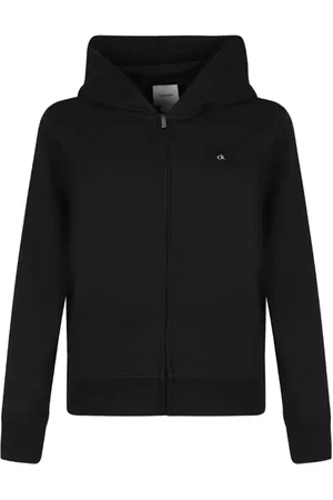 Calvin Klein Bluzy, Kobieta, Czarny, L, Czarna bluza z kapturem i nadrukiem