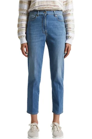 PESERICO SIGN Jeansy, Kobieta, Niebieski, M, Denim, Wąskie jeansy z lekkiej wygodnej bawełnianej tkaniny denim