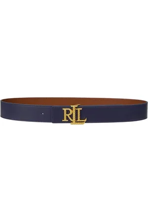 Ralph Lauren Akcesoria, Kobieta, Niebieski, S, Skóra, Dwustronny pasek z wytłoczeniem